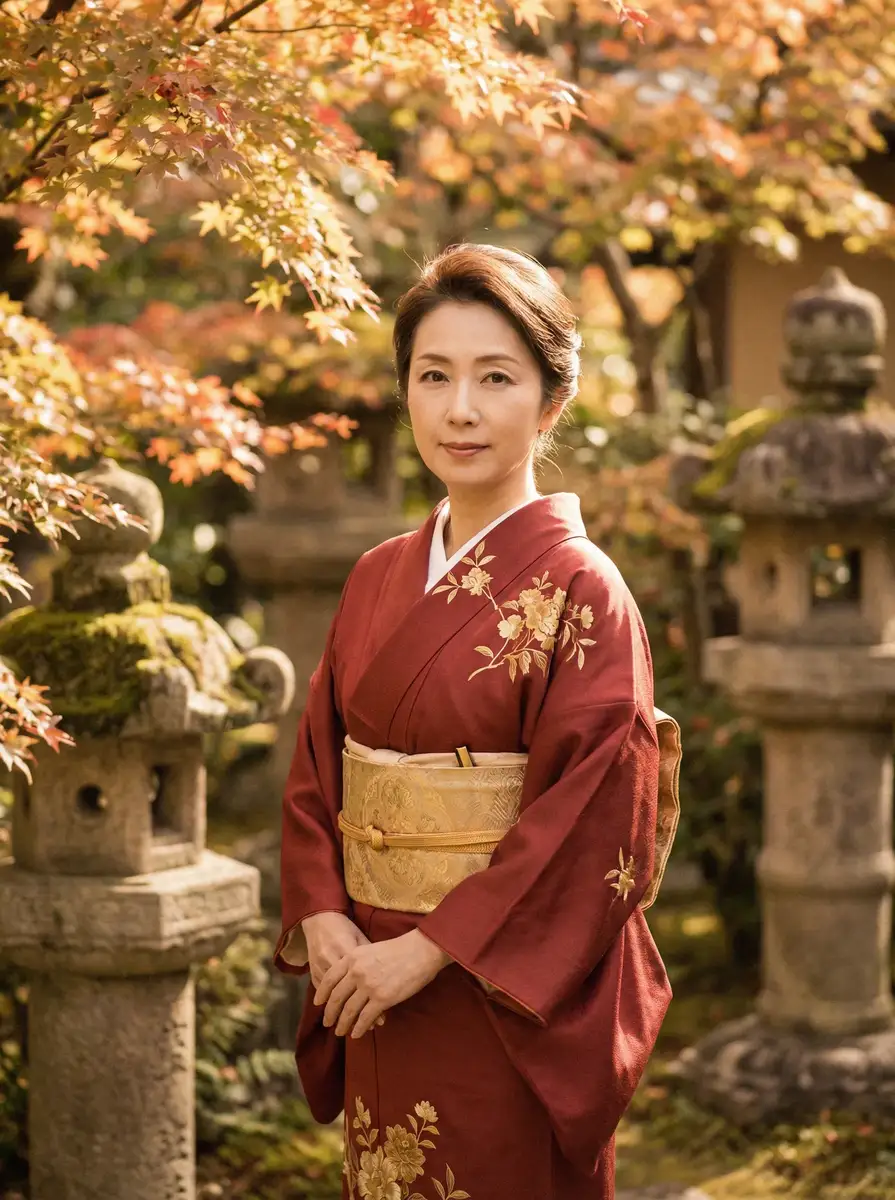 一位身穿暗红色和服的优雅 好姑娘3在线观看 在日式庭院中